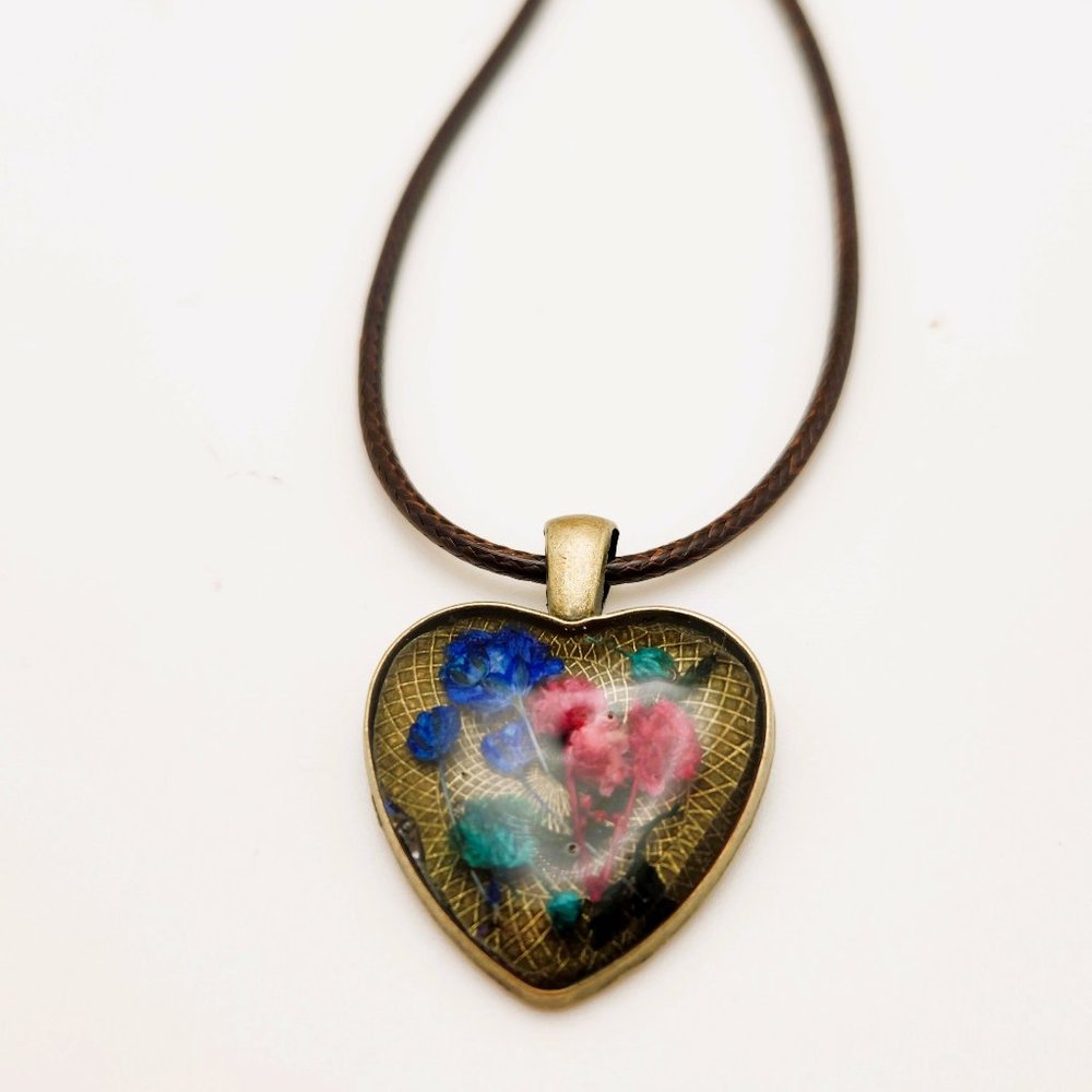 2/$40 SALE Beautiful Handmade Heart-Shaped Floral Necklace - Casual & Unique